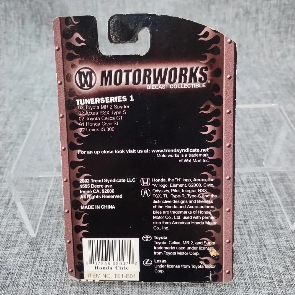 LOT OF 2 Motorworks Diecast Tuner Series 1 Honda Civic Si Yellow & Orange NIB